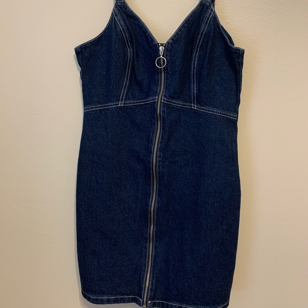 Topshop denim tank dress. US size 8 zipper front
